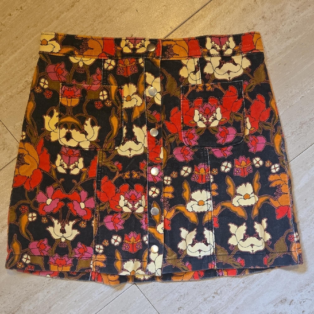 Urban Outfitters Multi-Colored Floral Print Snap Front Mini Pencil Skirt